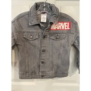 Boys Size 4T Marvel Comics Avengers Gray Jean Denim Jacket EUC
